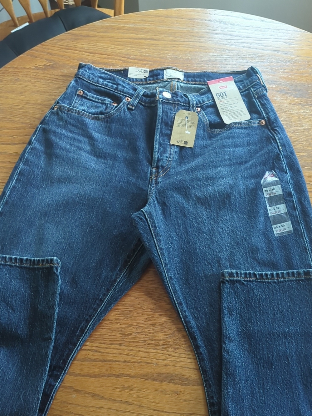 Levi's Men's Dark Blue Straight Jeans 501 with Tags